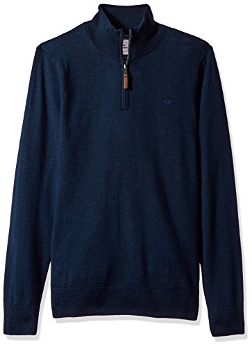 Dockers Men's Quarter Zip Merino Long Sleeve Sweater, Pembroke Navy, Small