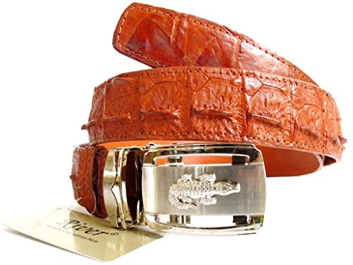 Genuine Real Backbone Crocodile Leather Skin Men's Golden Tan Belt