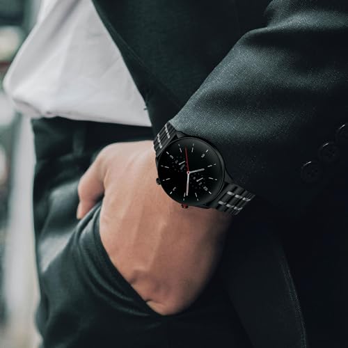 Suuira Band Compatible with Amazfit GTR 4/3 / 3 Pro / 2 / 2e / Stratos 2 / 2S / 3, Stainless Steel Replacement Strap Compatible with Amazfit Bip 5 / Balance (Black/Silver)