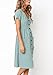 Yidarton Women's Summer Short Sleeve V Neck Button Down Causal Plain Swing Midi Dress with Pockets