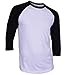 DREAM USA Men's Casual 3/4 Sleeve Baseball Tshirt Raglan Jersey Shirt White/Black Small