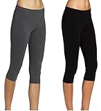 Lataly Women's Activewear Capri Yogapants Legging Workout Gym Tight Yoga Pants Color Black Grey Pack of 2 Size M