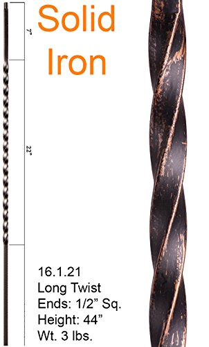 Oil Rubbed Bronze 16.1.21 Long Twist Iron Baluster for Staircase Remodel , Box of 5