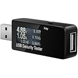 Eversame USB Digital Power Meter Tester Multimeter Current and Voltage Monitor, DC 5.1A 30V Amp Voltage Power Meter, Test Speed of Chargers, Cables, Capacity of Power Banks-Black