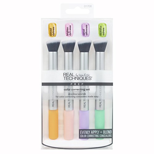 Real Techniques--Color Correcting Set--Makeup Brush Set--Cancel Sallowness, Conceal Darkness, Neutralize Redness, Brighten
