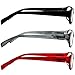 Reading Glasses 3 Pack with Red, Black & Grey _ Always have a Stylish Look & Crystal Clear Vision When You Need It! _ Comfort Spring Arms & Dura-Tight Screws _ 100% Guarantee +4.00