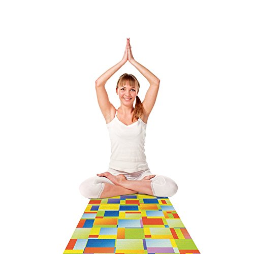 KESS InHouse Dawid Roc Multi Color Blocking Exercise Yoga Mat, Yellow Geometric, 72\" by 24\"
