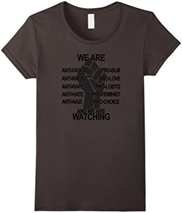 Women's We Are Watching Power Fist #BLM Love Trumps Hate Shirt   Large Asphalt