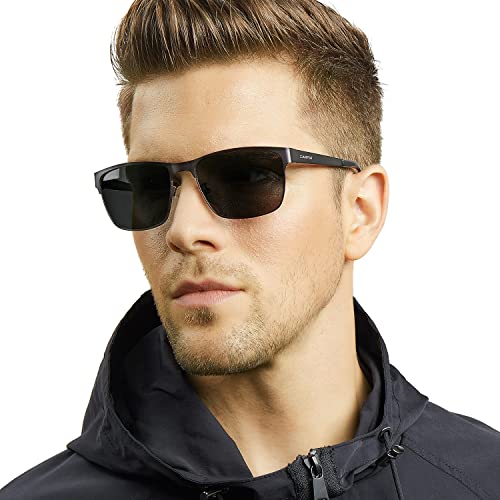 CARFIA Polarisierte Herren Sonnenbrille Metallrahmen UV 400 Fahrerbrille Sportbrille Kategorie 3
