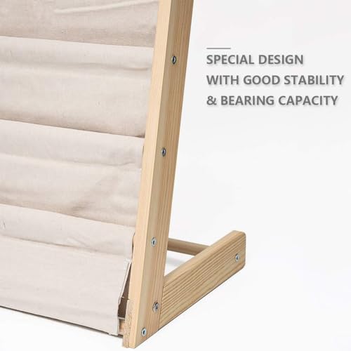 AM ANNA Wooden Bookshelf for Kids,6 Tier Kids Bookshelf Wood Bookrack Canvas Book Storage Shelf Display,Bookshelf Kid Books and Magazines Easy to Reach Book Shelves (60 CM)