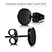 Charisma Stainless Steel Black Round Stud Earrings Pierced Tunnel for Men Women 5 Pairs Set, 3mm-8mm Available