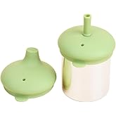 MYCOKI SP Baby Sippy Cup, Double-walled Stainless Steel Kid Mug, Silicone Break Resistant Straw Lid for Infants 6-12 Month Toddlers 1-3 Year Kids, 200ml Kid Water Drinking Cup (Green, 1pc)