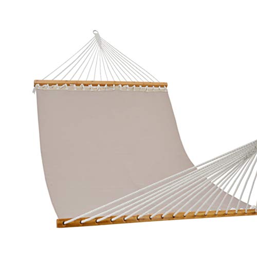 PATIO GUARDER 14 FT Portable Hammock with Double Size, Quick Dry Hammock with Solid Bamboo Spreader Bar and Chains, Outdoor Patio Yard Beach Hammock, UV Resistance, 450 Lb Capacity, Light Grey