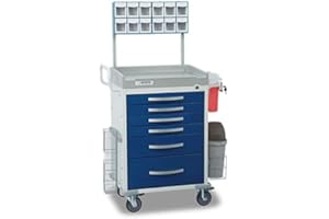 Detecto Rescue Series Anesthesiology Medical Cart, 6 Blue Drawers, Loaded