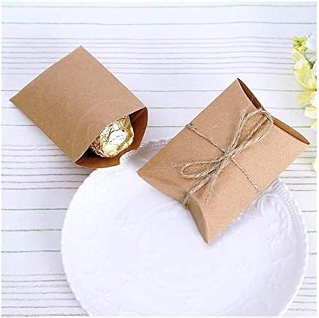 50pcs / Lot Papel Kraft Almohada la caja del caramelo de la boda favorece el regalo cajas