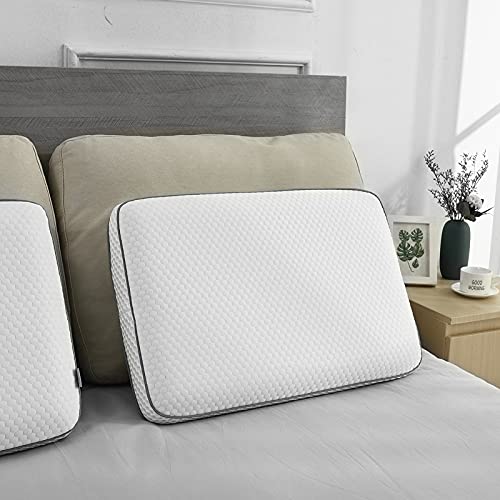 Memory Foam Pillows, Gel Cooling Ventilated Neck Support Pillow for Sleeping, Contour Orthopedic Cervical Pillow for Neck Shoulder Pain Relieve, Ergonomic Bed Pillow for Side, Back and Stomach Sleeper
