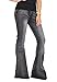 Glamour Outfitters Women's 60s 70s Flares Bell-Bottom Wide Flared Jeans - Faded Grey