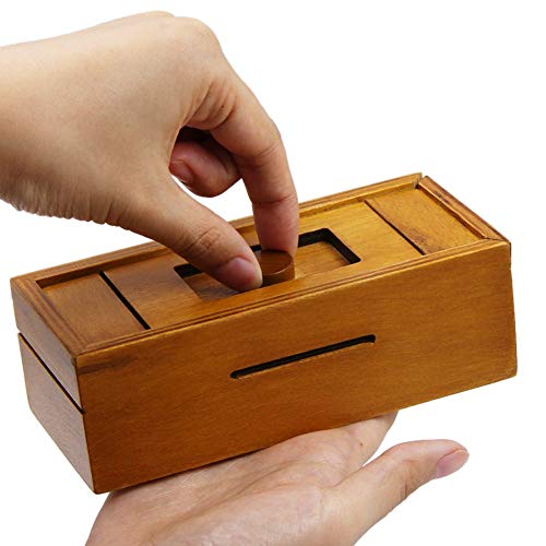 ATDAWN Puzzle Gift Case Box with Secret Compartments, Wooden Money Box