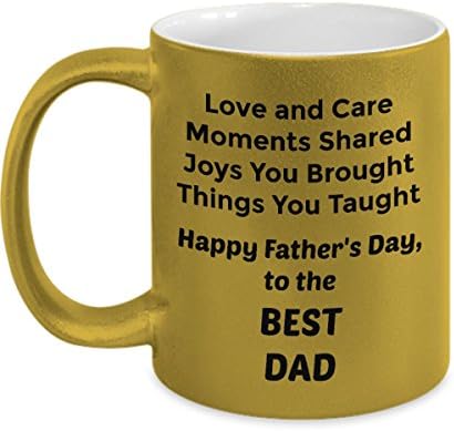 Abba eShop Mugs- "..Best Dad" Unique Cool Custom Coffee Tea Cup -Silver or Gold Metallic Ceramic Mug With Handle - 11 ounce Size Printed on Both Sides - Happy Fathers Day Gift For Dad
