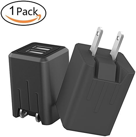 Wall Charger, YOKERSU 2.4A Dual USB Travel Charger Smart Charger Adapter with Foldable Plug for iPhone 7/7 plus 6/6 plus 5S 5 4S Samsung S5 S4 S3, Note 5, HTC, Nokia (Black 1-Pack)