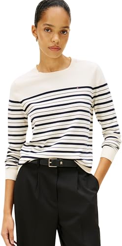CO Jersey Fine GG LS C-NK SWT WW0WW44984 Pull pour Femme, Noir (Calico/Dark Night Navy Multi STP), M, Noir (Calico/Dark Night Navy Multi STP), M
