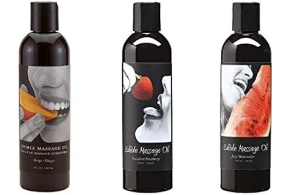 Edible Oil Massage - By Earthly Body - Variety Bundle - Mango/Strawberry/Watermelon - 2 OZ. Each (3)
