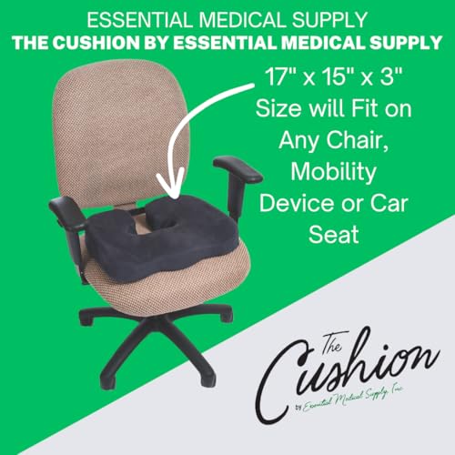 Essential Medical Supply The Cushion by Essential Medical Supply - The Only 3-in-1 Contour Molded Comfort Support, Coccyx Tailbone and Donut Cushion for Wheelchairs, The Car, The Office and More
