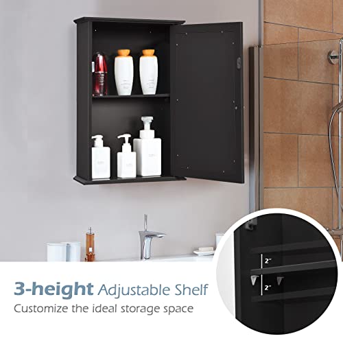 Tangkula Mirrored Bathroom Wall Mount Storage with