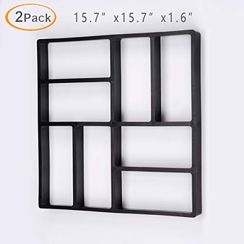 Sanfurney 2 Pack Walk Maker,Pathmate Stone Mold Paving Pavement Concrete Mould Stepping Stone Paver for DIY Lawn Patio Yard Garden Walk Way (Plus Size:15.7 x 15.7 x 1.6inch) - Thumbnail 5