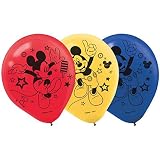 Amscan DisneyMickey Mouse Birthday Party Printed Balloons Decoration (6 Pack), 12", Red/Blue
