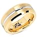 100S JEWELRY Tungsten Rings for Mens Gold Wedding Bands Silver Grooved Two Tone 8mm Wide Size 8-16