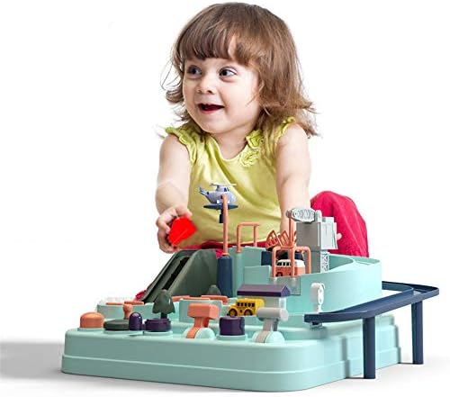 JIASHU 6pcs Car Adventure Toy, Education Railcar Toy,Smart Wheels Car Track Luxury Inertial Taxi Elevator Racing Big Adventure Toy Brain Game Toys for Kids Children