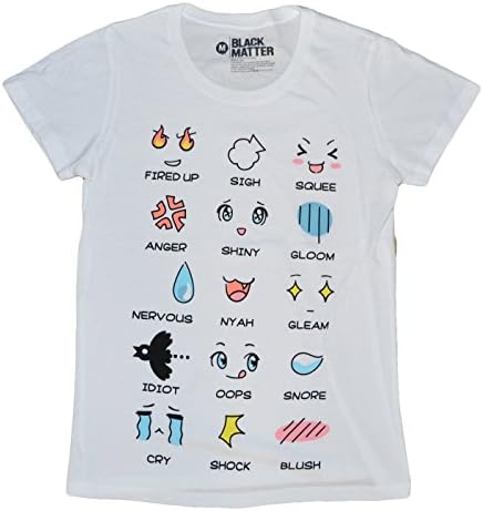 Moods Emotions Expressions Juniors Graphic T-Shirt (XS, White)