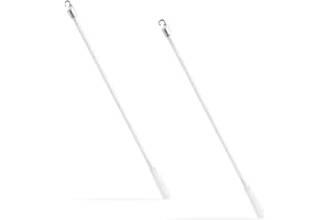 2Pcs White Window Blind Tilt Wand with Metal Hook, 17in Fiberglass Blind Wand Vertical Blinds Replacement Parts, Window Blind