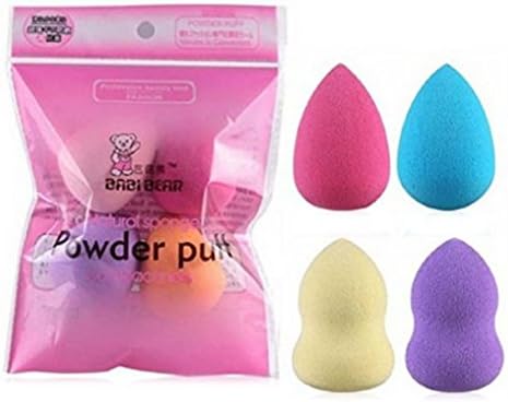 KiraShan - Soft Makeup Blender Sponges Professional Puff Multi Shape Smoothing for Foundation Powder 4pc or 5pc Gourd or Tear Drop Multicolor (4PCS: 2 Gourd, 2 Tear Drop)