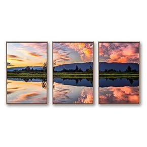 Framed Canvas Wall Art for Living Room, Bedroom Beautiful Nature Norway Landscape Canvas Prints for Modern Home Decoration Ready to Hang - 16"x24"x3 Panels