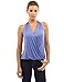 PattyBoutik Women Drape Wrap Elastic Hem Tank Top (Blue Small)
