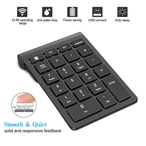 Wireless Numeric Keypad, TRELC Keyboard 22 Keys Multi-Function Number Pad with 2.4G Mini USB Receiver for Laptop, PC, Desktop, Notebook