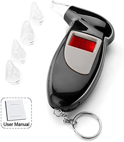 Digital Alcohol Breath Tester LCD Display Breathalyzer Analyzer Test Keychain with Replacement Mouthpiece Personal Use