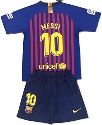 MilkaGGT Messi #10 FC Barcelona 2018-2019 Youths/Kids Home Soccer Jersey & Shorts