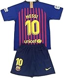 Messi #10 FC Barcelona 2017-2018 Youths/Kids Home Soccer Jersey & Shorts