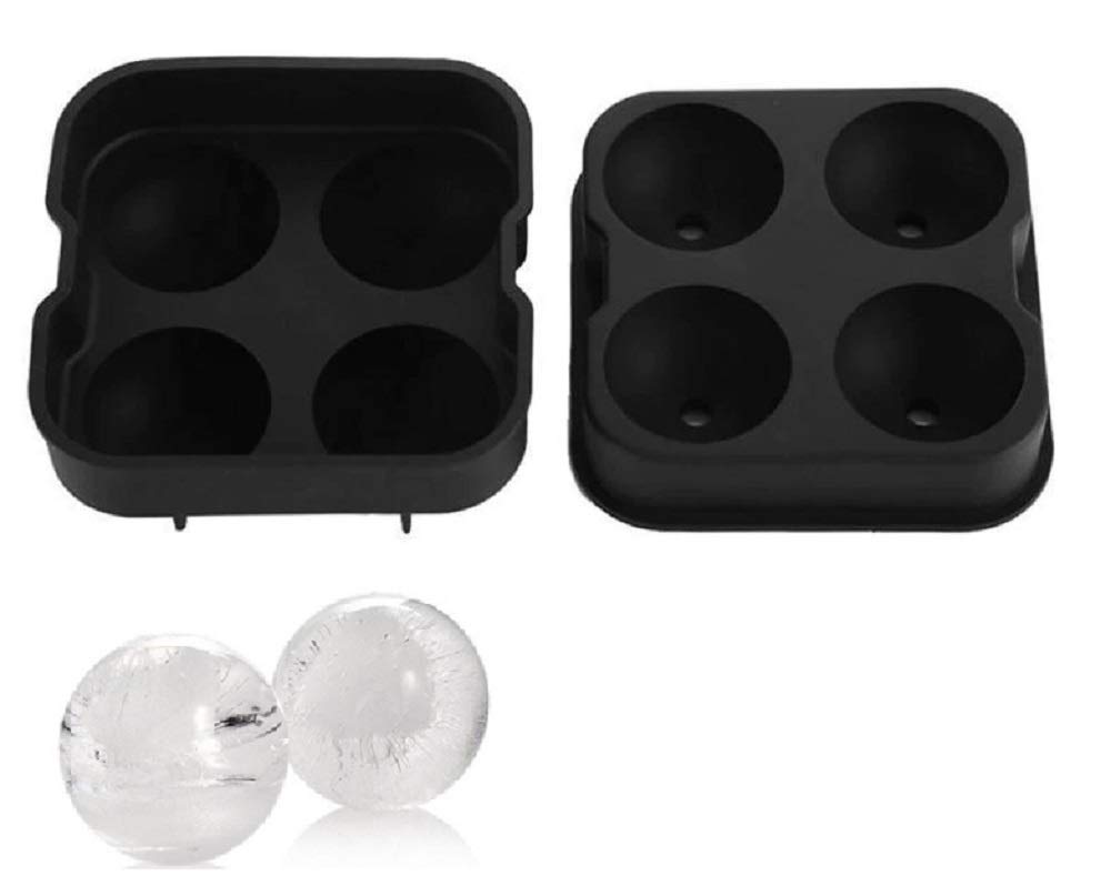 Silicone Ice Mold - 4 Balls - Bar Accessories - Drinks - Ice Lollies - Cubes - Home - Kitchen - Random Color - Fridge