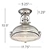 Possini Euro Design Verndale Industrial Ceiling Light Semi-Flush Mount Fixture Brushed Nickel Dome 11 3/4