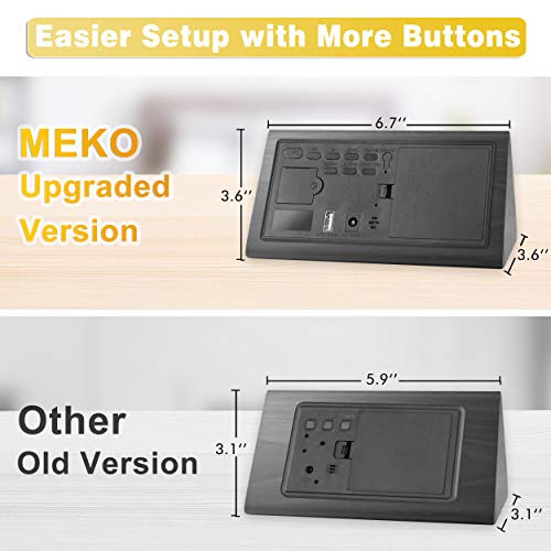 MEKO Wood Digital Alarm Clocks for Bedrooms, Larger LED Display, 3