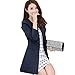 MWW Women's Business Blazers Junior's V-Neck Casual Suits One Button Jackets Dark Blue