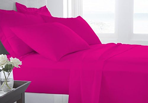 BED ALTER 1000 Thread Count 6 Piece Bed Sheet Set (1 Flat Sheet 1 Fitted Sheet And 4 Pillowcases) ( 15" deep pocket) 100% Egyptian Cotton Luxurious Bedsheets Solid. (Hot Pink, California King)