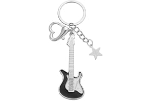 Caiyao Y2k Guitar Love Heart Star Keychain Punk Music Bass Electric Guitar Keyrings Rock Hip Hop Accessories