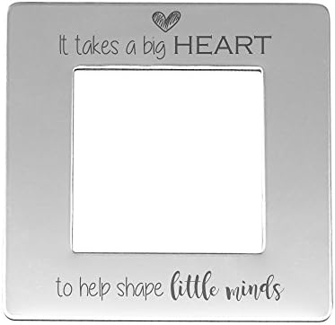 Truly Charming It Takes A Big Heart To Help Little Minds Engraved 7 cm x 7 cm Magnetic Photo Frame (4 cm x 4 cm Photo) Supplied In A Special Themed Gift Box