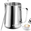 Melkopschuimkan, HOOMIL 350 ml (12 oz) [Roestvrij] RVS Melkkruik Cup Barista Melkkan en Latte Art Pen Voor Het Maken Van…