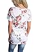 Women Short Sleeve V-Neck Floral Printed Flower Blouse Casual Loose Tops T Shirt Large Size White
